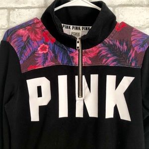 VICTORIAS SECRET PINK HAWAIIAN FLORAL 3/4-ZIP
